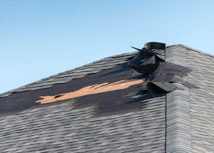 A San Marino, CA roof needs emergency roof repair after sustaining damage.